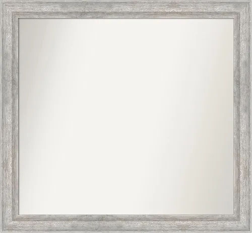 Miniatura 331 de Amanti Art Espejo de baño plateado para sobre fregadero, 23 x 23 pulgadas, espejo cuadrado plateado en ángulo, marco de madera moderno medio, se
