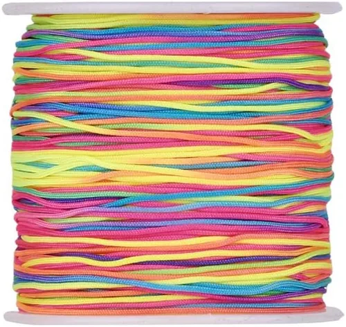 Miniatura 19 de Cordón de nailon trenzado de 150 yardas, cuerda roja de 0.020 in para pulsera, hilo de cuentas de nailon para collar Kumihimo, joyas, borlas