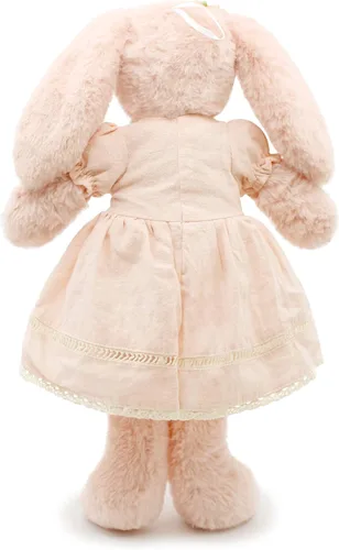 Miniatura 4 de Oitscute Pequeño y suave conejo de peluche de 15 pulgadas, juguete para bebés y niñas (conejo rosa con vestido vintage rosa)