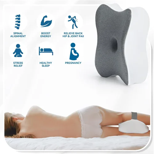 Miniatura 7 de Almohada larga de rodilla para personas que duermen de lado entre las piernas, almohada de espuma viscoelástica para dormir de lado con correa