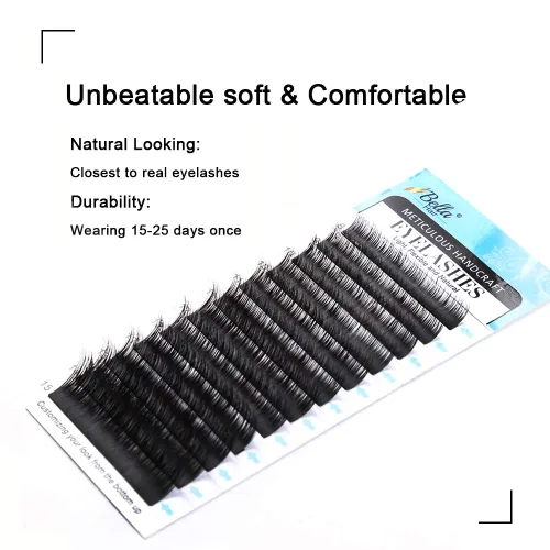 Miniatura 4 de Bella Hair Extensiones de pestañas de visón siberiano real, rizo C, 0.15, longitud mixta, 0.315-0.591 in, pestañas individuales de visón suaves