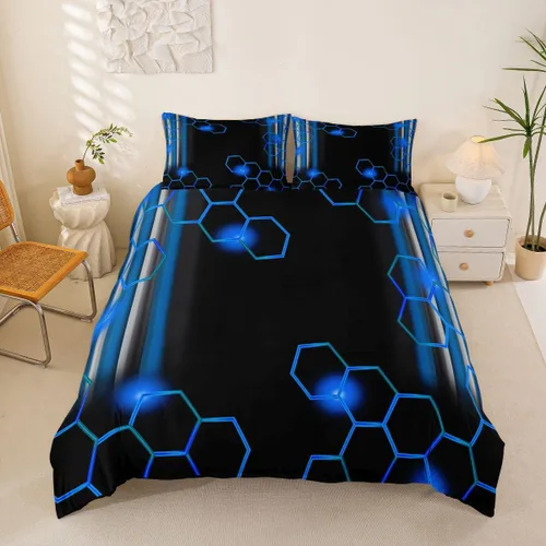 Miniatura 12 de jejeloiu Juego de funda de edredón negra para niños, niñas, adolescentes, decoración de habitación, juego de funda de edredón moderno