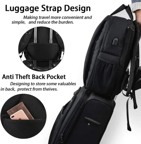 Miniatura 7 de CADeN Mochila para cámara DSLR, impermeable, antirrobo, con compartimento para laptop de 15.6 pulgadas, puerto de carga USB, soporte para trípode