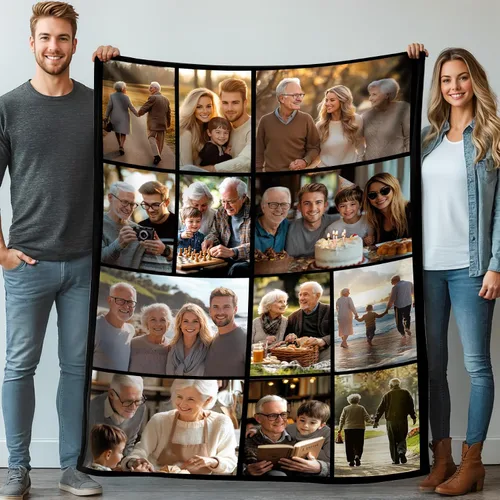 Miniatura 12 de Mantas personalizadas con 1 foto y texto impreso en Estados Unidos Manta personalizada con imagen de 30 x 40 pulgadas Mantas personalizadas