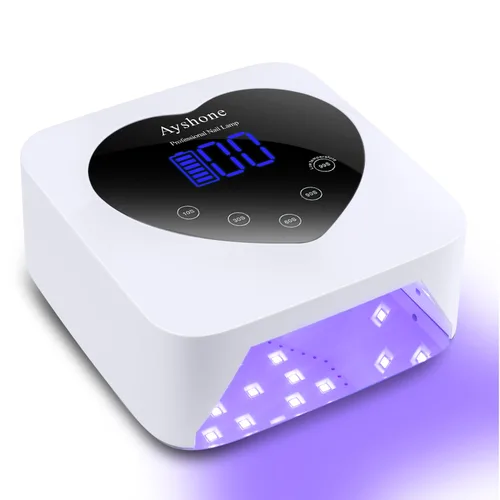 Lámpara de uñas UV LED inalámbrica, secador de uñas recargable de 72W con luz de esmalte de gel y gran pantalla LCD, lámpara de uñas curativa Blanco