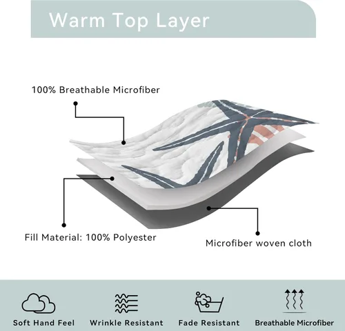 Miniatura 5 de weesire Ropa de Cama Costera Tamaño King 2 Fundas, Juegos de Edredón Náutico de Playa Colchas Oceánicas Cubrecama Costera Ropa de Cama de Verano