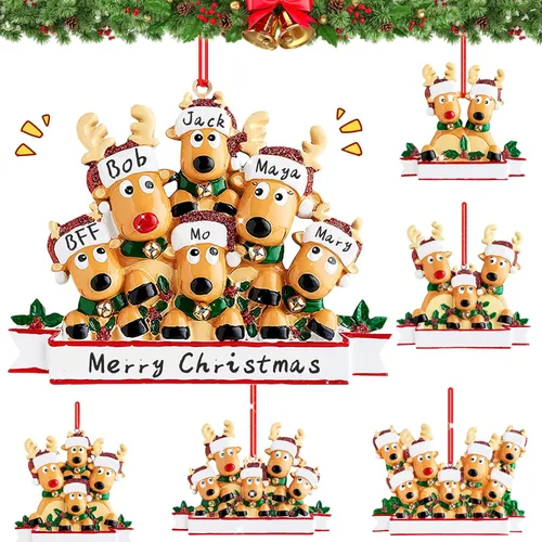 Miniatura 8 de Adornos de Navidad de renos personalizados 2025, adornos de ciervo y alce navideños DIY para árbol de Navidad, adornos colgantes personalizados