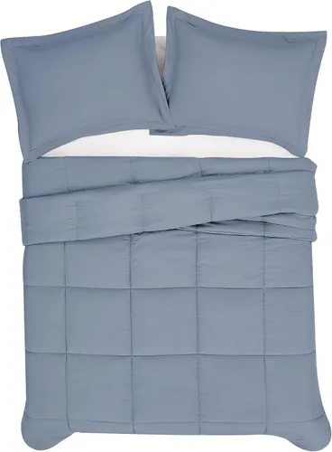 Miniatura 4 de London Fog Garment - Juego de edredón liso lavado de microfibra azul de 2 piezas, tamaño individual XL, para adultos y adolescentes, certificado