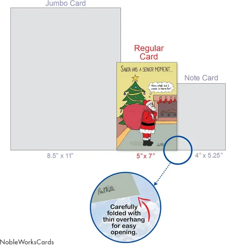 Miniatura 7 de NobleWorks 12 Divertidas Tarjetas de Felicitación de Navidad en Caja a Granel con Sobres de 5 x 7 Pulgadas (1 Diseño, 12 de Cada Una) Santa's Senior