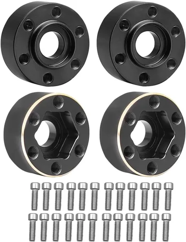 Miniatura 5 de 4 unidades de ruedas Beadlock de 1.9 y 2.2 pulgadas, adaptadores anchos de cubo de rueda hexagonal de 0.472 in para actualizaciones de oruga RC Negro
