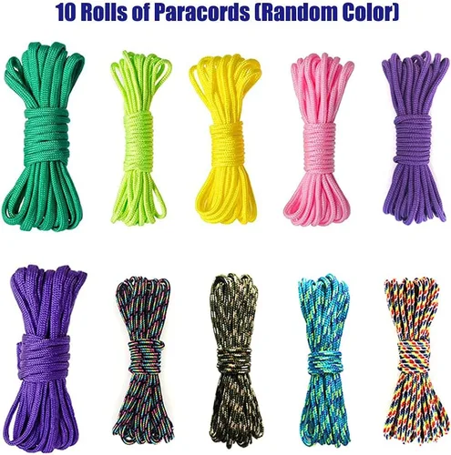 Miniatura 3 de Afantti Kit de pulsera de cuerda de paracaídas con accesorios de paracaídas 10 cuerdas para hacer pulseras de niña