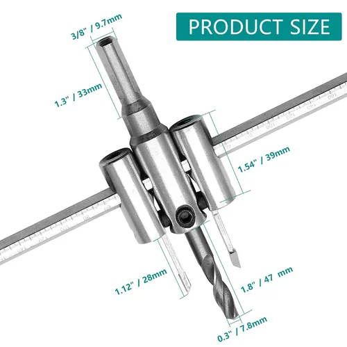Miniatura 4 de Sierra de agujeros ajustable, de 1-3/16" a 11-3/4" (30 a 300mm) Herramienta de broca de sierra circular ajustable de servicio pesado para paneles
