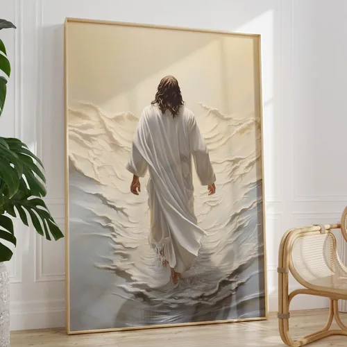 Miniatura 30 de Arte de pared de acuarela de Jesús, pintura en lienzo cristiano, imágenes de las Escrituras, decoración de pared, póster con versículos bíblicos