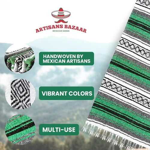 Miniatura 59 de Artisans Bazaar Poncho tradicional mexicano de Baja para hombres y mujeres, auténtico sarape de Gaban, manta de vaquero Pancho Jorongo