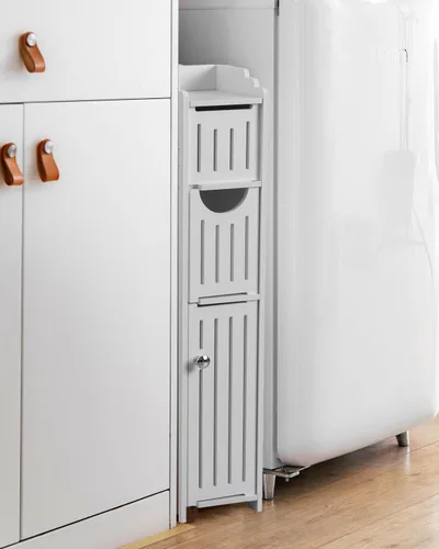 Miniatura 6 de AOJEZOR Gabinete de almacenamiento de baño: gabinete de almacenamiento de baño pequeño - Soporte de papel higiénico apto para Mega Roll, Blanco