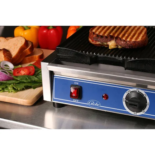 Miniatura 3 de Globe GPG10 Bistro Eléctrico Encimera Ranurada Panini Single Grill, NSF