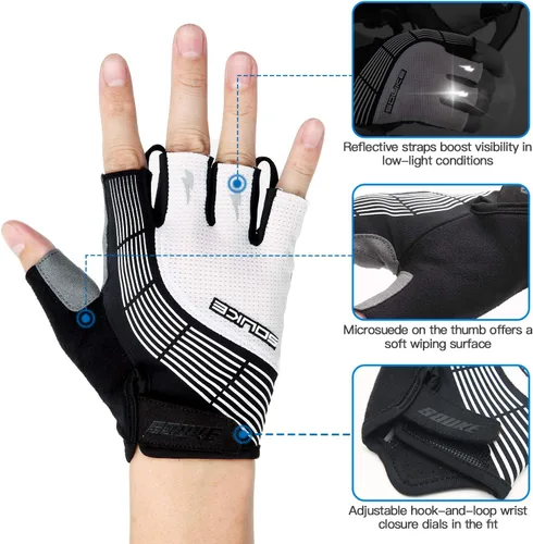 Miniatura 2 de Souke Sports Guantes de ciclismo Guantes acolchados de medio dedo para bicicleta con absorción de golpes, antideslizantes, transpirables, MTB