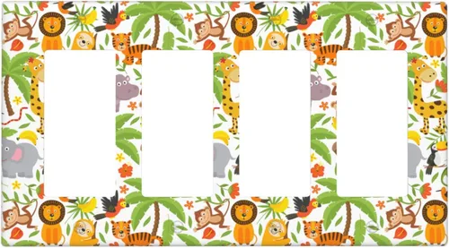 Miniatura 49 de Cubierta de interruptor de luz de animales de la jungla Tigre Koala Jirafa linda, cubierta de interruptor de pared de palanca única decorativa de 1