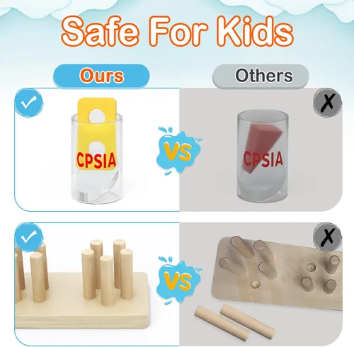 Miniatura 3 de PEBIRA Juguetes Montessori para niños y niñas de 1 a 3 años, juguetes de clasificación y apilamiento de madera para niños pequeños y preescolares