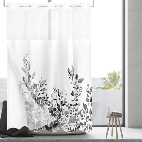 Miniatura 79 de Tititex Spun Sugar - Juego de cortinas de ducha de eucalipto azul claro, hojas de acuarela brillantes en la parte superior, decoración floral
