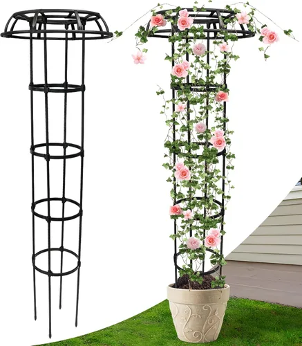 Enrejado de jardín de 65 pulgadas para plantas trepadoras al aire libre, enrejado superior de hongo para plantas en maceta, vides, rosas, clemátides