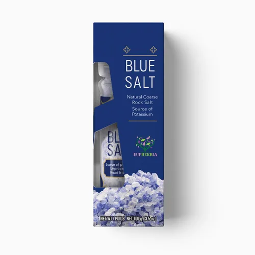 Miniatura 4 de EUPHERBIA Sal azul, gruesa, sal mineral rara, alto potasio, baja en sodio, natural, sin procesar, cosechada a mano, certificado Kosher