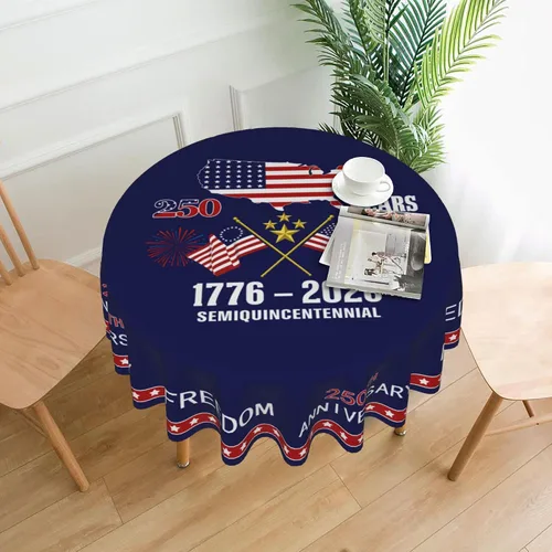 Miniatura 6 de Mantel de 250 aniversario de Estados Unidos de 60 pulgadas, redondo, 4 de julio, mantel patriótico para el Día de los Caídos, 250 años de libertad
