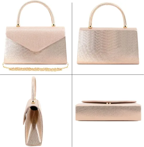 Miniatura 2 de Naimo Bolso de mano de noche de cristal brillante, bolso cruzado con asa superior, bolso de hombro para boda, fiesta, novia