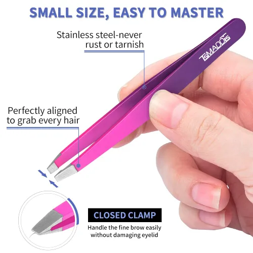 Miniatura 3 de TsMADDTs Juego de pinzas y tijeras curvas, pinzas profesionales de acero inoxidable para mujeres y hombres, paquete de 6 pinzas de precisión