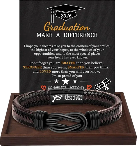 Miniatura 26 de Regalos inspiradores para hombres, pulseras con código morse, pulseras para hombre, regalos de graduación para él, Día del Padre, pulsera de cuero