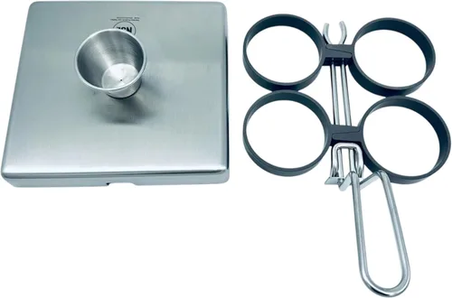 Miniatura 8 de Rattleware Anillos para huevos de acero inoxidable de grado comercial para freír huevos, anillos redondos de metal duraderos con mango resistente al