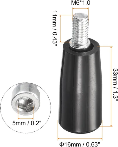 Miniatura 2 de uxcell Mango giratorio, 1 unids M6x33mm (DXL) roscado tornillo de mano pomos manivela mango para la industria torno fresadora
