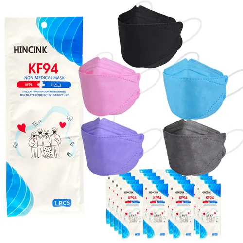 [Paquete de 30] Mascarillas Kf94 negras [empaquetadas individualmente], unisex, máscara de 4 capas, estilo triple plegable para adultos y mayores