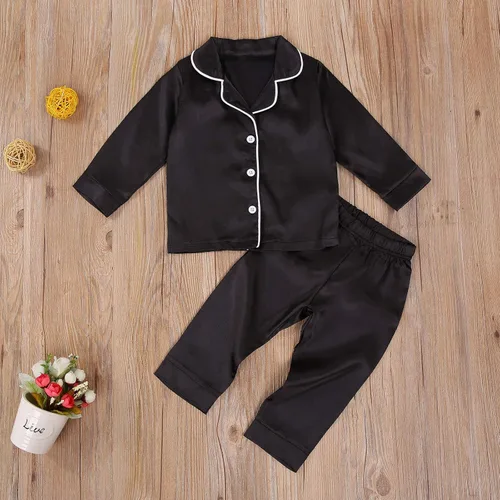 Miniatura 126 de Conjunto de pijama de manga larga con botones para niña pequeña, conjunto de ropa de dormir