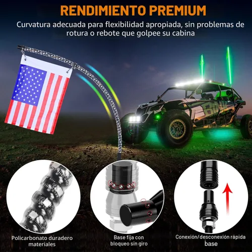 Miniatura 3 de Nilight 2 luces LED RGB en espiral de 3 pies con luz RGB de persecución/baile RF, control remoto de antena iluminada para Can-am ATV UTV RZR Polaris