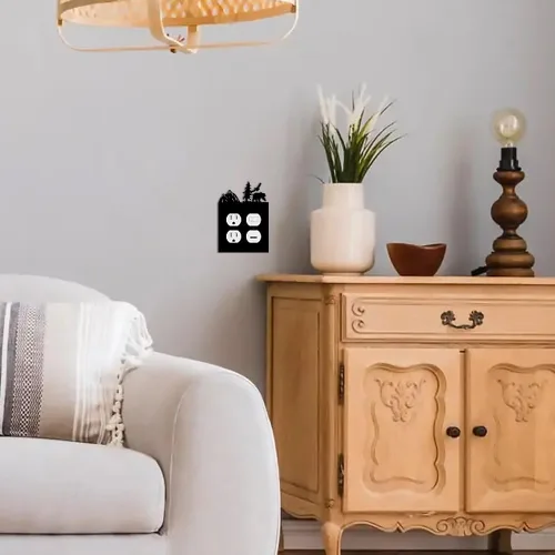 Miniatura 4 de Eagle & Bear - Placa de pared con interruptor de luz, doble dúplex, habitación de cabaña negra Cubiertas decorativas de metal para enchufe, se