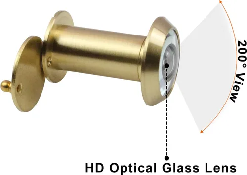 Miniatura 3 de Earl Diamond - Orificios para puerta, mirilla de latón macizo de 200 grados con cubierta giratoria de privacidad resistente para puertas de 1-3/8 a
