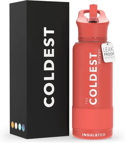 Miniatura 75 de Coldest - Botella para agua con tapa que incluye pajilla, térmica y metálica (acero inoxidable), para hombres y mujeres, color morado