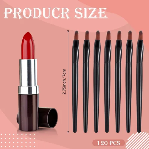 Miniatura 2 de Yaomiao 120 brochas desechables para labios, aplicadores de labios pequeños, cepillo multifuncional a granel para lápiz labial, maquillaje