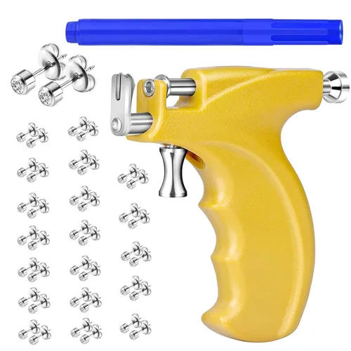 Miniatura 8 de Kit Profesional de Pistola de Perforación de Oreja con 20 Pares de Aretes con Tachuela para Pistola de Acero Inoxidable Quirúrgico 316L para Cuerpo