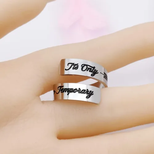 Miniatura 26 de HOFOYA Anillos inspiradores ajustables de acero inoxidable, anillos de grabado, joyería motivacional, graduación, San Valentín, regalos