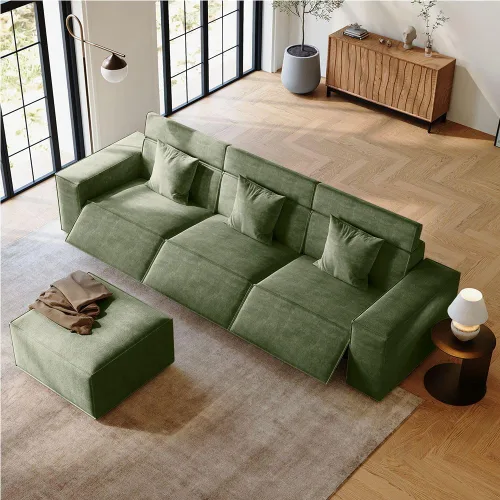 Miniatura 10 de Silla reclinable eléctrica de 53 pulgadas, moderno sofá reclinable para sala de estar o dormitorio, asientos de tela de alto rendimiento