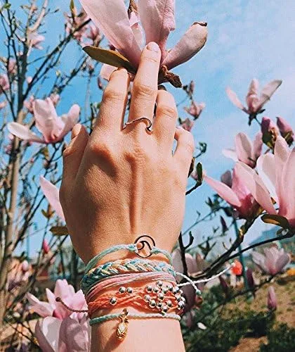Miniatura 4 de Pura Vida - Pulsera brillante 100% impermeable, hecha a mano con abalorio revestido y correa ajustable
