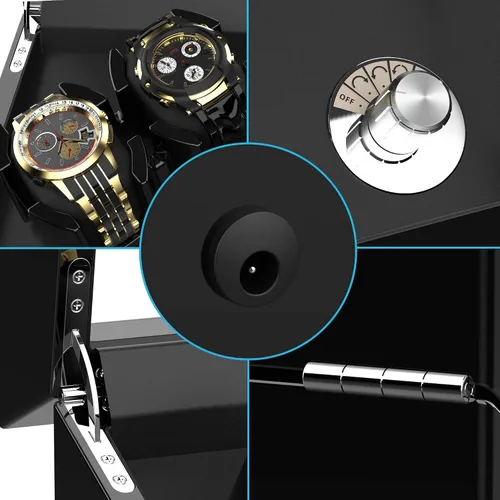 Miniatura 6 de TRIPLE TREE Enrollador de reloj doble para relojes automáticos, caja automática de reloj con acabado de piano de carcasa de madera, con motor