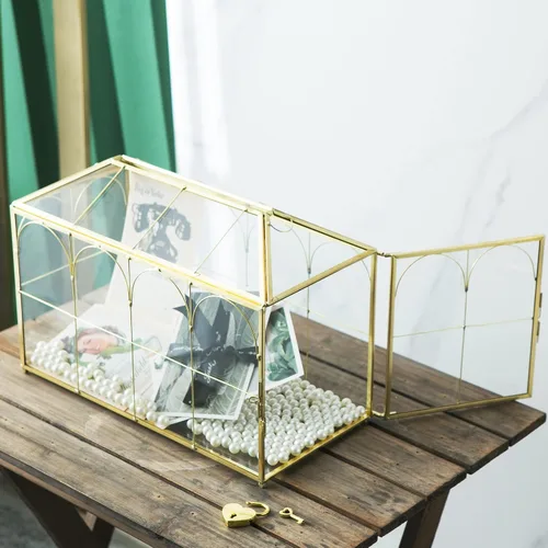 Miniatura 4 de Caja de Tarjetas de Boda de Vidrio Giadun con Ranura, Caja de Tarjetas Grande Transparente de 12.6 Pulgadas, Caja de Almacenamiento de Tarjetas