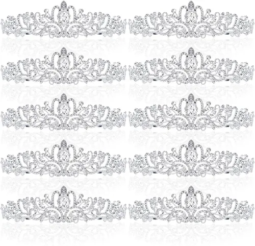 Miniatura 6 de BBTO 10 piezas de tiaras y coronas de cristal para mujeres y niñas, corona de princesa con diamantes de imitación, diademas de reina con peines