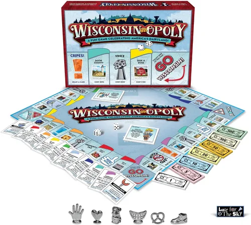 Miniatura 8 de Late for The Sky Wisconsin-Opoly Juego de mesa - Juego de fiesta de estrategia familiar para 2-6 jugadores, mayores de 8 años - Compra propiedades