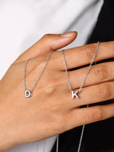 Miniatura 7 de ChicSilver - Collar de plata de ley 925 con inicial para mujeres y niñas, joyería de letras delicadas, para regalo personalizado (con caja de regalo)