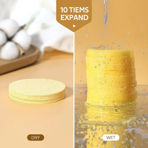 Miniatura 4 de GAINWELL Esponjas faciales comprimidas de 100 piezas, limpieza, para uso personal de spa esteticista Amarillo