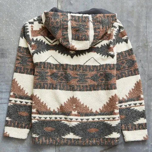 Miniatura 2 de chouyatou Sudadera con capucha para hombre con estampado azteca tribal con cremallera de 14